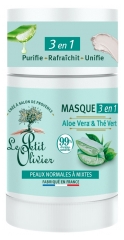 Le Petit Olivier Masque 3en1 &agrave; L'Aloe Vera & Th&eacute; Vert Peaux Normales &agrave; Mixtes 50 g 