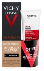 Vichy Homme Hydra Mag C+ Soin Hydratant Anti-Fatigue Visage et Yeux 50 ml + Dercos Energy+ Shampoing 50 ml Offert