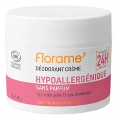 Florame D&eacute;odorant Cr&egrave;me 24H Hypoallerg&eacute;nique Bio 50 Grammes