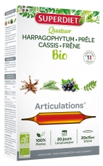 Superdiet Quatuor Pr&egrave;le Articulations Bio
Harpagophytum Pr&ecirc;le Cassis Fr&ecirc;ne - 20 Ampoules de 15 ml