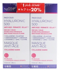 Pharm Nature Hyaluronic 500 Masque Anti-&Acirc;ge Lot de 2 x 81 G&eacute;lules + 4 Masques OFFERTS