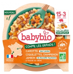 Babybio Carottes Coquillettes Jambon Champignon de 15 Mois &agrave; 3 Ans Bio 200 g
