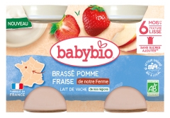 Babybio Brass&eacute; Fraise Pomme Lait de Vache 6 Mois et + Bio 2 Pots de 130 g