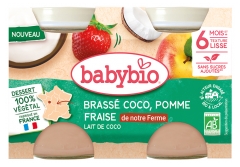 Babybio Brass&eacute; Coco Fraise Pomme Lait de Coco 6 Mois et + Bio 2 Pots de 130 g