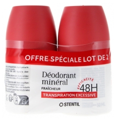 Stentil D&eacute;odorant Min&eacute;ral Fra&icirc;cheur Transpiration Excessive 48H Roll-On 2 x 50 ml