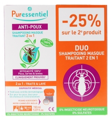 Puressentiel Anti-Poux Shampoing Masque Traitant 2en1 Lot 2 x 150 ML