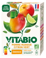 Vitabio Mangue Pomme Citron Vert Bio 4 Gourdes de 100 g