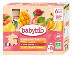Babybio 100% Fruits 6 Mois et + Bio Gourdes 8 x 90 g