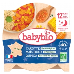 Babybio Bonne Nuit Fondue de Carotte Quinoa Ma&iuml;s Doux 12 Mois et + Bio 230 g