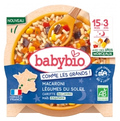 Babybio Bonne Nuit Macaroni L&eacute;gumes du Soleil Ma&iuml;s Carotte de 15 Mois &agrave; 3 Ans Bio 200 g