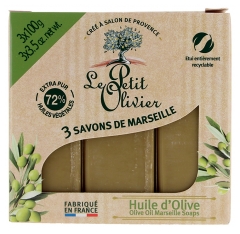 Le Petit Olivier Savon de Marseille Huile d'Olive 3 x 100 Grammes