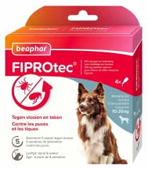 Beaphar Fiprotec 134 mg Solution Spot-On Chien Taille Moyenne 10 &agrave; 20 kg 4 Pipettes