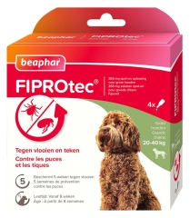 Beaphar Fiprotec 268 mgSolution Grands Chiens 20 &agrave; 40 kg 4 Pipettes