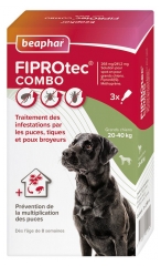 Beaphar Fiprotec Combo 268/241,2 mg Solution Spot-on Grands Chiens 20-40 kg 3 Unit&eacute;s