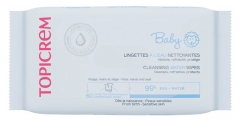 Topicrem Baby Lingettes &agrave; l'Eau Nettoyantes Peaux Sensibles 60 Lingettes
