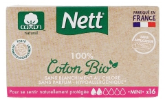 Nett Coton Bio Mini Sans Applicateur Flux L&eacute;ger 16 Tampons
