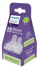 Avent Natural Response 2 T&eacute;tines Silicone D&eacute;bit 2 Lent