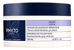 Phyto Violet Masque D&eacute;jaunissant R&eacute;parateur - Cheveux Blonds D&eacute;color&eacute;s Gris Blancs - Pot 200 ml