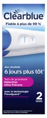 Clearblue Test de Grossesse D&eacute;tection Ultra Pr&eacute;coce 6 Jours plus T&ocirc;t 2 Tests