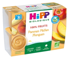 Hipp Pommes P&ecirc;ches Mangues Coupelles 4 X 100 g D&egrave;s 8 Mois