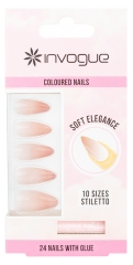 Invogue 24 Faux Ongles Stiletto D&eacute;grad&eacute; Rose + 1 Colle