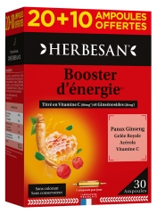 Herbesan Ginseng Gel&eacute;e Royale Vitamine C Ac&eacute;rola 20 + 10 Ampoules Offertes