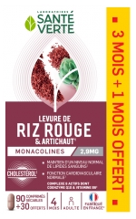 Sant&eacute; Verte Levure Riz Rouge et Artichaut 120 Comprim&eacute;s S&eacute;cables