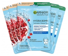 Garnier SkinActive Hydra Bomb Masque en Tissu Super Hydratant et Repulpant Lot de 5 x 28 ML