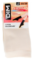 DIM Chaussettes Thermo Polaire Couleur Cr&egrave;me 2 Paires