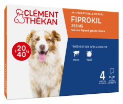 Cl&eacute;ment Th&eacute;kan Ti-Puces Anti-Tiques Chien 20-40Kg 4 Pipettes