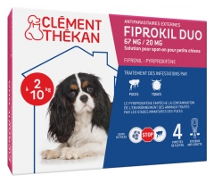 Cl&eacute;ment Th&eacute;kan Fiprokil Duo Chien 2-10 kg &Eacute;tui de 4 Pipettes 0,67 ml