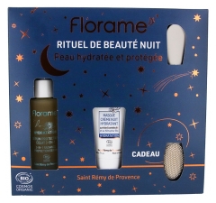 Florame S&eacute;rum Protection &Eacute;clat 3en1 Hydratation Bio 30 ml + Masque Cr&egrave;me Nuit Hydratant Biologique 30 ml + 1 Spatule Exfoliante Offerte