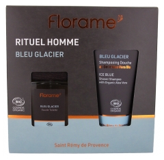Florame Eau de Toilette Bleu Glacier Biologique 100 ml + Shampoing Douche Corps et Cheveux Bleu Glacier 200 ml