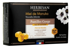 Herbesan Miel de Manuka Pastilles C&oelig;ur de Miel Fondant IAA 15+ 16 Pastilles