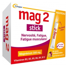 Mag 2 Stick Nervosit&eacute; Fatigue Musculaire 30 Unit&eacute;s Orodispersibles