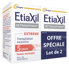 Etiaxil D&eacute;transpirant Extr&ecirc;me Aisselles Peaux Normales Transpiration Excessive Roll-On 2 x 15 ml