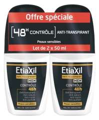 Etiaxil D&eacute;odorant Men Anti Transpirant Contr&ocirc;le 48H Roll-On Lot 2 x 50 ML
