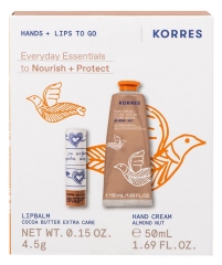 Korres Coffret Cr&egrave;me Mains Hydratante Almond Nut 50 ML + Korres Stick &agrave; L&egrave;vres Teint&eacute; Beurre de Cacao 4,5 Grammes
