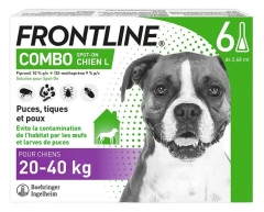 Frontline Combo Pour Chien de 20 &agrave; 40 kg 6 Pipettes