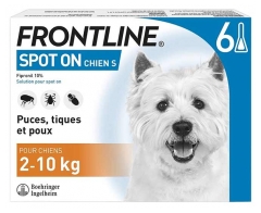 Frontline Spot-On Antiparasitaire Chiens de 2 &agrave; 10 kg 6 Pipettes