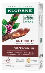 Klorane Antichute Force et Vitalit&eacute; Cheveux et Ongles Compl&eacute;ment Alimentaire 90 Capsules