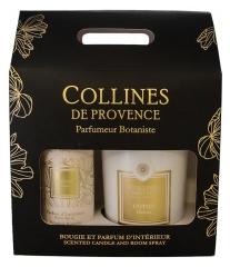 Collines de Provence Coffret Parfum d'Int&eacute;rieur 100 ML + Bougie 180 Grammes Coton