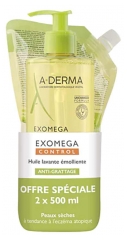 A-DERMA Exomega Control Huile Lavante &Eacute;molliente Peaux S&egrave;ches Atopiques Flacon-Pompe 500 ml + Recharge 500 ml