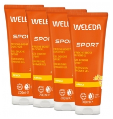 Weleda Sport Gel Douche &agrave; l'Arnica Lot de 4 x 200 ml