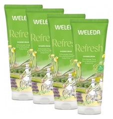 Weleda Cr&egrave;me de Douche Vivifiante au Citrus Fra&icirc;cheur et Bonne Humeur Lot de 4 x 200 ml