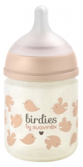 Suavinex Birdies Biberon Verre T&eacute;tine Sym&eacute;trique XS D&eacute;bit Extra Lent 120 ml D&egrave;s 0 Mois