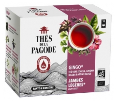 Th&eacute;s de la Pagode Gingo Th&eacute; Vert Jambes L&eacute;g&egrave;res Bio 18 Sachets de 2 g