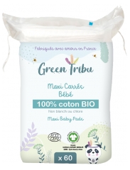 Green Tribu Maxi Carr&eacute;s B&eacute;b&eacute; Coton Bio Non Blanchi au Chlore 60 Cotons
