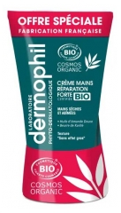 Dermophil Indien Cr&egrave;me Mains R&eacute;paration Forte Mains S&egrave;ches et Ab&icirc;m&eacute;es Bio Lot de 2 x 75 ml