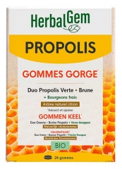 HerbalGem Gorge Duo Propolis Verte et Brune Bio 24 Gommes